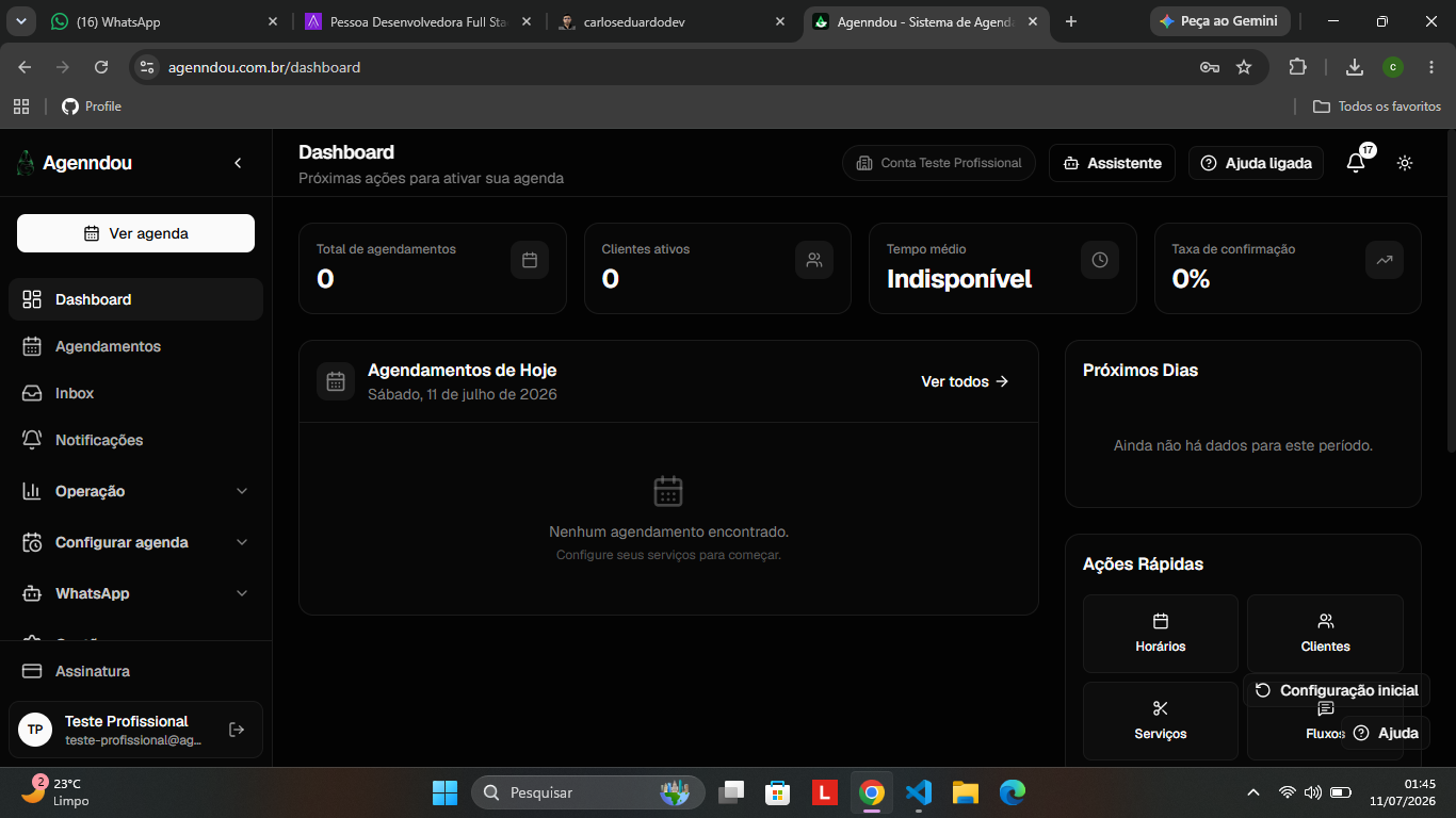 Agenndou — Dashboard de gestão